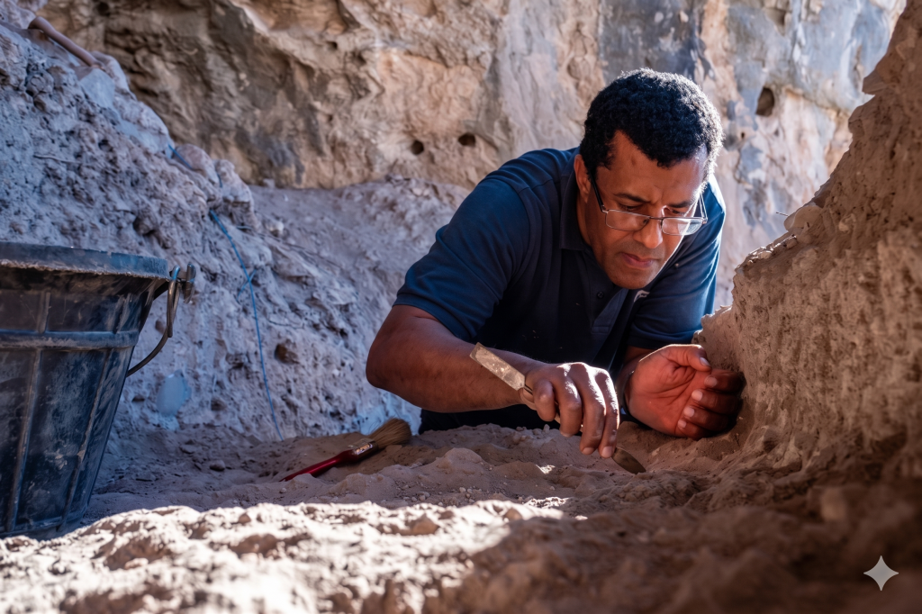 عبد الجليل بوزوكار أثناء قيامه بأبحاثه